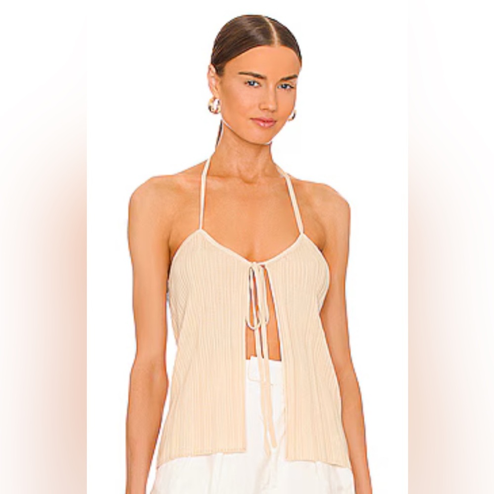 WEEKEND STORIES REVOLVE TENCEL LAYAH RUCHED TIE IVORY TOP